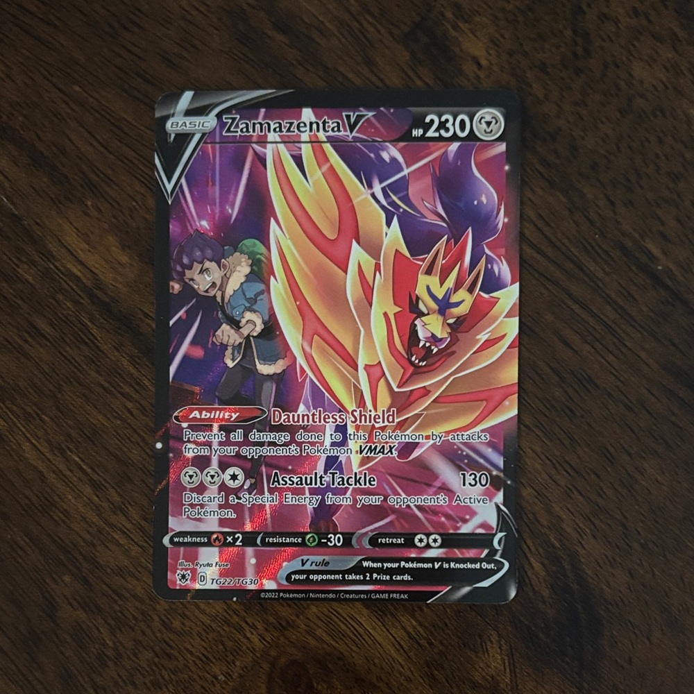 Pokemon Zamazenta V Trading Card - Red and Purple